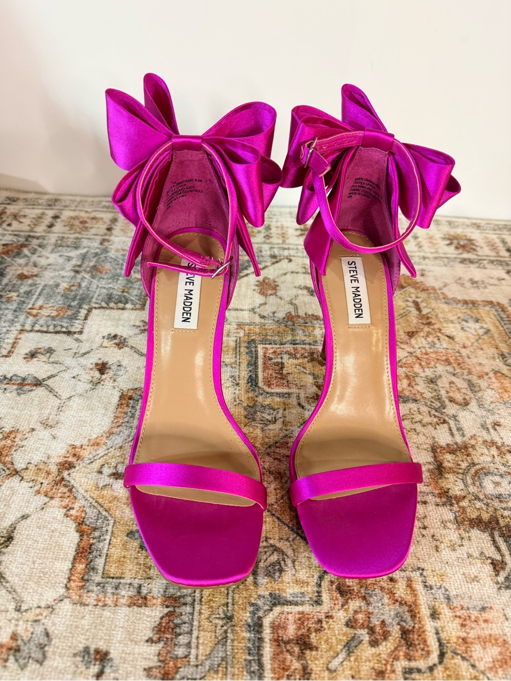 Steve Madden Hot Pink Ankle Strap Heels with Pink Bows